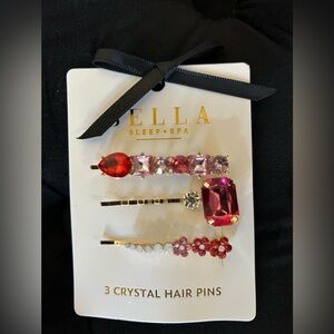 Set a 3 Bella rhinestone hair pins, pink and red tones new